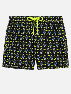 Bañador de tejido ligero Lighting con estampado de relojes 