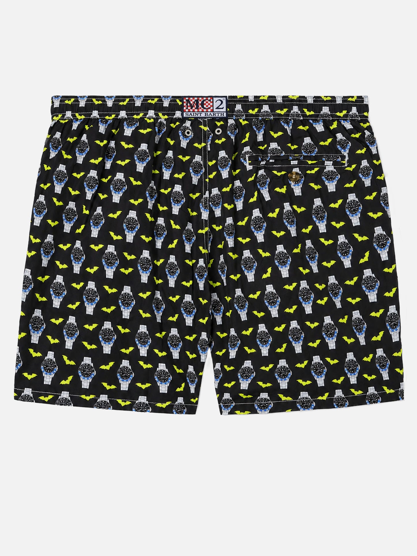 Bañador de tejido ligero Lighting con estampado de relojes 