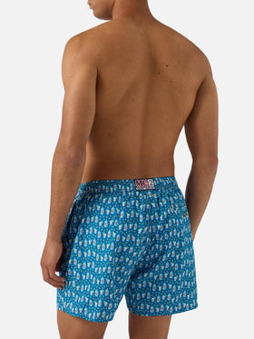 Shorts mare Lighting Micro azzurro con stampa cocktail