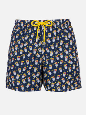 Man lightweight fabric swim-shorts Lighting Micro Fantasy with Estathè pack print|ESTATHE' FERRERO SPECIAL EDITION - MC2 Saint Barth