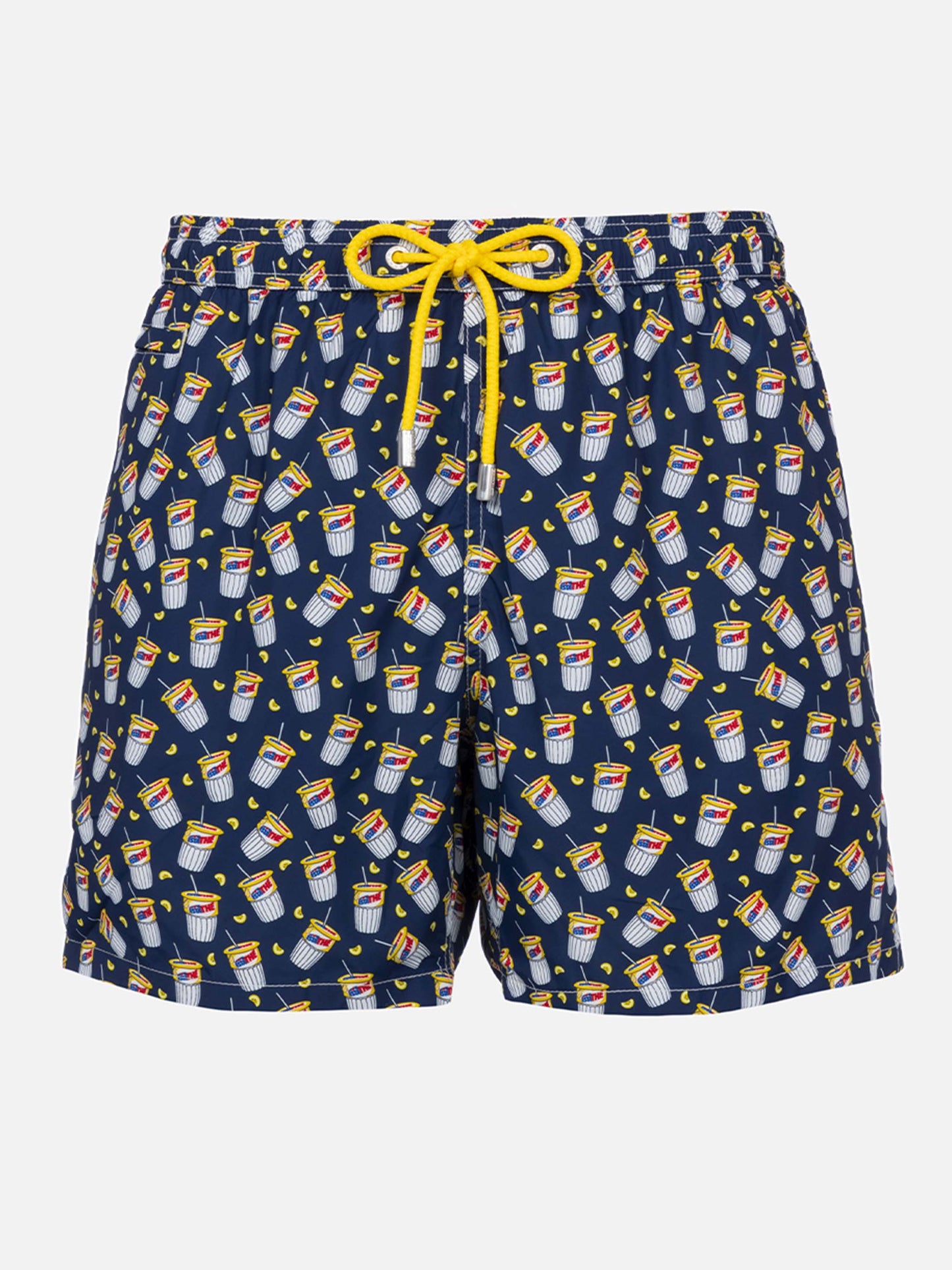Navy blue Lighting Micro swim shorts with Estathè print | ESTATHE' SPECIAL EDITION