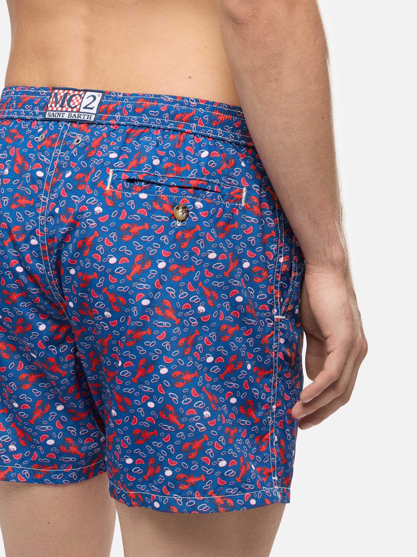 Badehose Lighting aus leichtem Stoff mit Hummer-Print 
