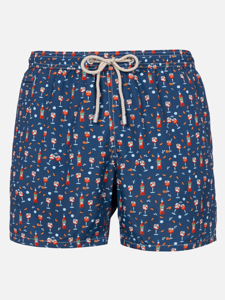 Lighting Micro Fantasy blue Aperol Spritz print swim shorts | Special Edition