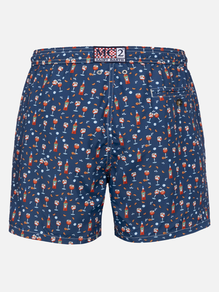 Lighting Micro Fantasy blue Aperol Spritz print swim shorts | Special Edition