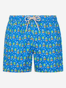 Man lightweight fabric swim-shorts Lighting Micro Fantasy with Paloma Portofino Gin print | PORTOFINO DRY GIN SPECIAL EDITION - MC2 Saint Barth
