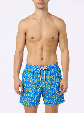 Man lightweight fabric swim-shorts Lighting Micro Fantasy with Paloma Portofino Gin print | PORTOFINO DRY GIN SPECIAL EDITION - MC2 Saint Barth