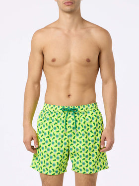 Man lightweight fabric swim-shorts Lighting Micro Fantasy with watches print - MC2 Saint Barth