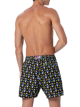 Man lightweight fabric swim-shorts Lighting Micro Fantasy with watches print - MC2 Saint Barth