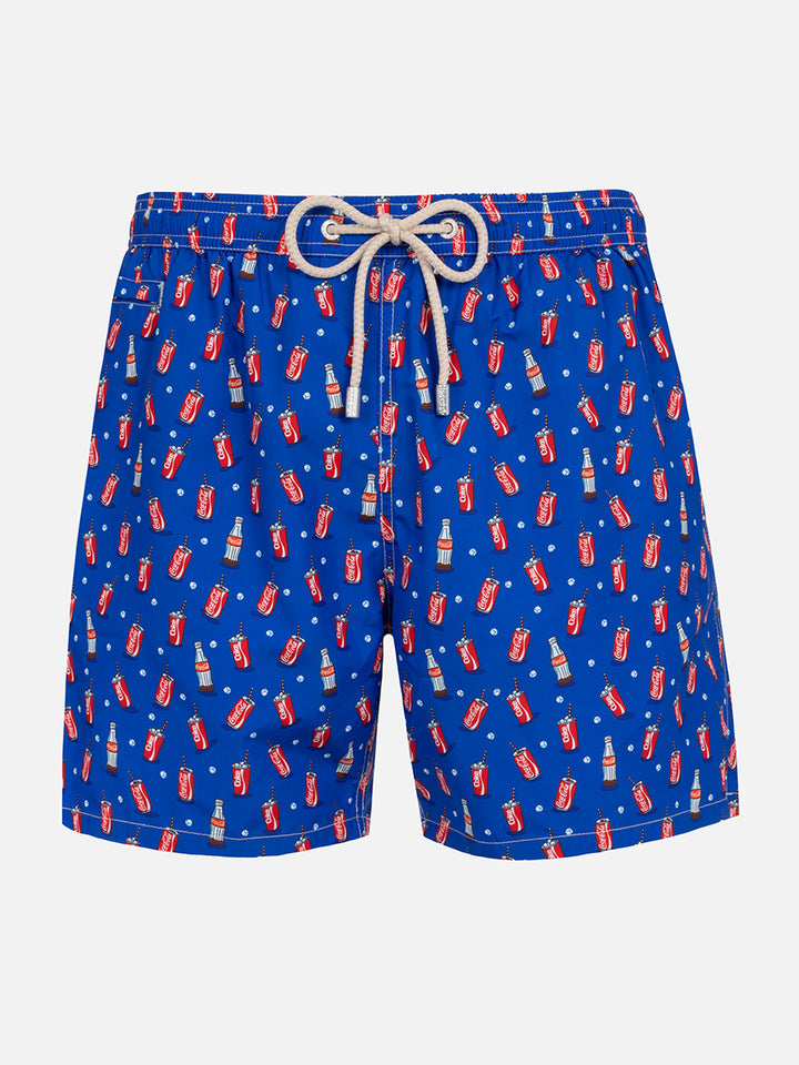 Man lightweight fabric swim-shorts Lighting Micro Fantasy with Coca Cola print | THE COCA COLA COMPANY SPECIAL EDITION - MC2 Saint Barth