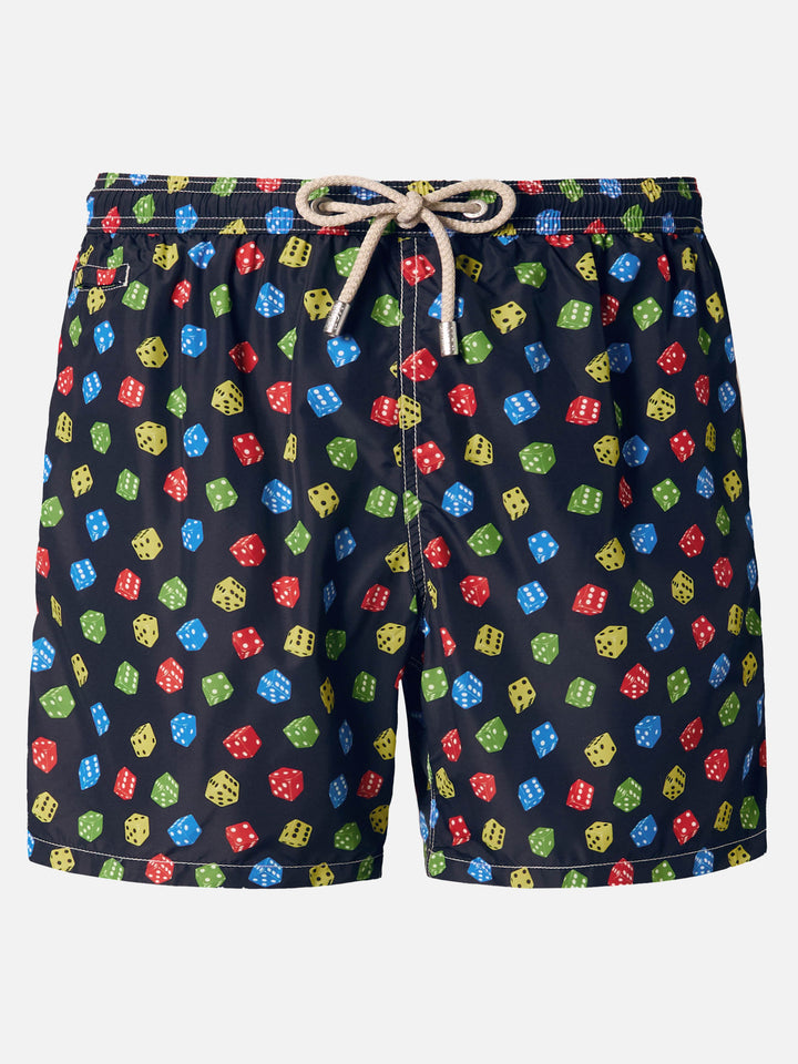 Badehose aus leichtem Stoff mit Würfelmuster