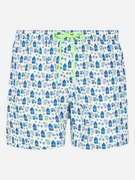 Lightweight fabric swim shorts Lighting with gin gym print - MC2 Saint Barth