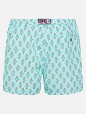 Lightweight fabric swim shorts Lighting with watch print - MC2 Saint Barth