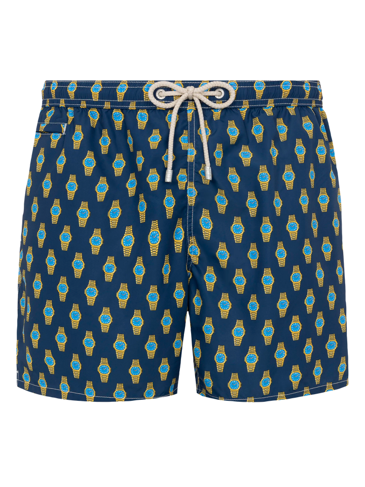 Lightweight fabric swim shorts Lighting with watch print - MC2 Saint Barth