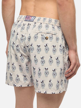 Lightweight fabric swim shorts Lighting with watch print - MC2 Saint Barth