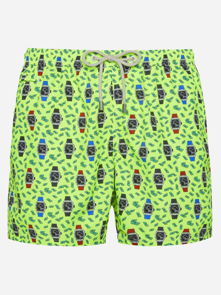 Lightweight fabric swim shorts Lighting with watch print - MC2 Saint Barth