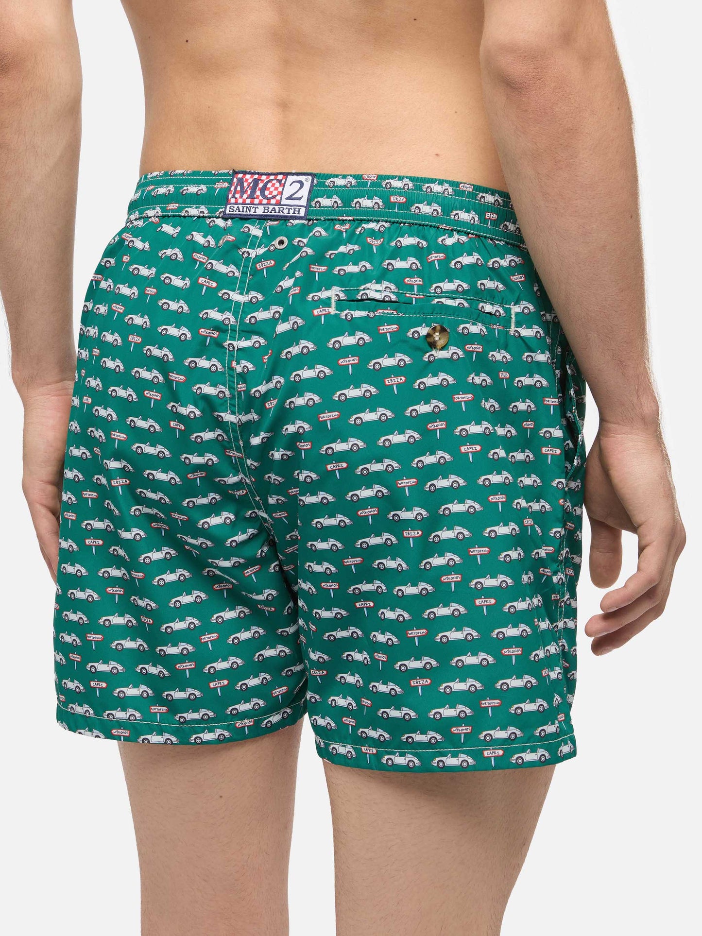 Lightweight fabric swim shorts Lighting with sporty car print - MC2 Saint Barth