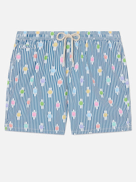 Navy striped Lighting Micro swim shorts with watch all-over print