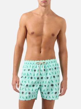 Mint green Lighting Micro swim shorts with left watch print