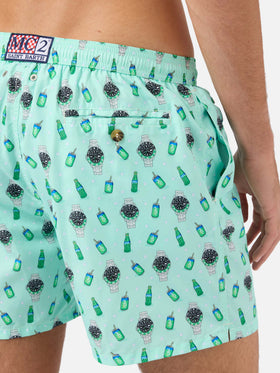 Mint green Lighting Micro swim shorts with left watch print