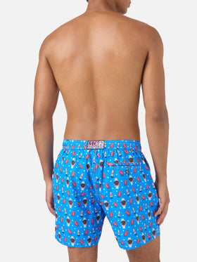 Blue Lighting Micro swim shorts with watch red cola print
