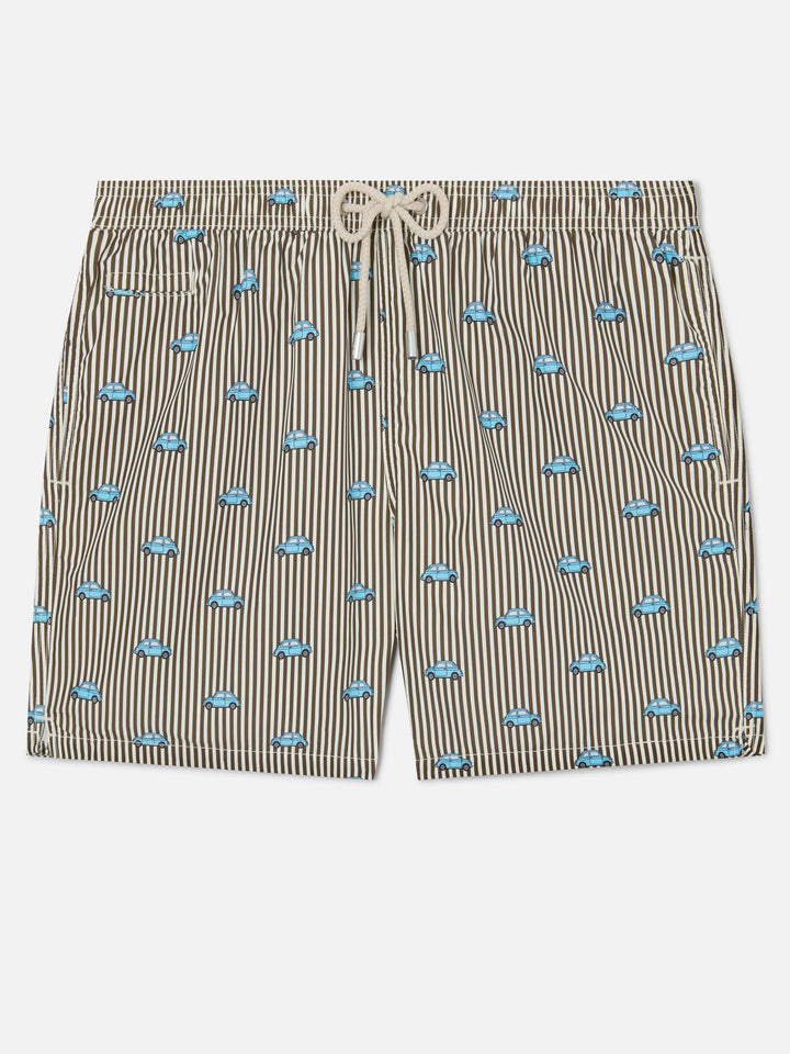 Striped Lighting Micro swim shorts with Fiat 500 print | Special edition
