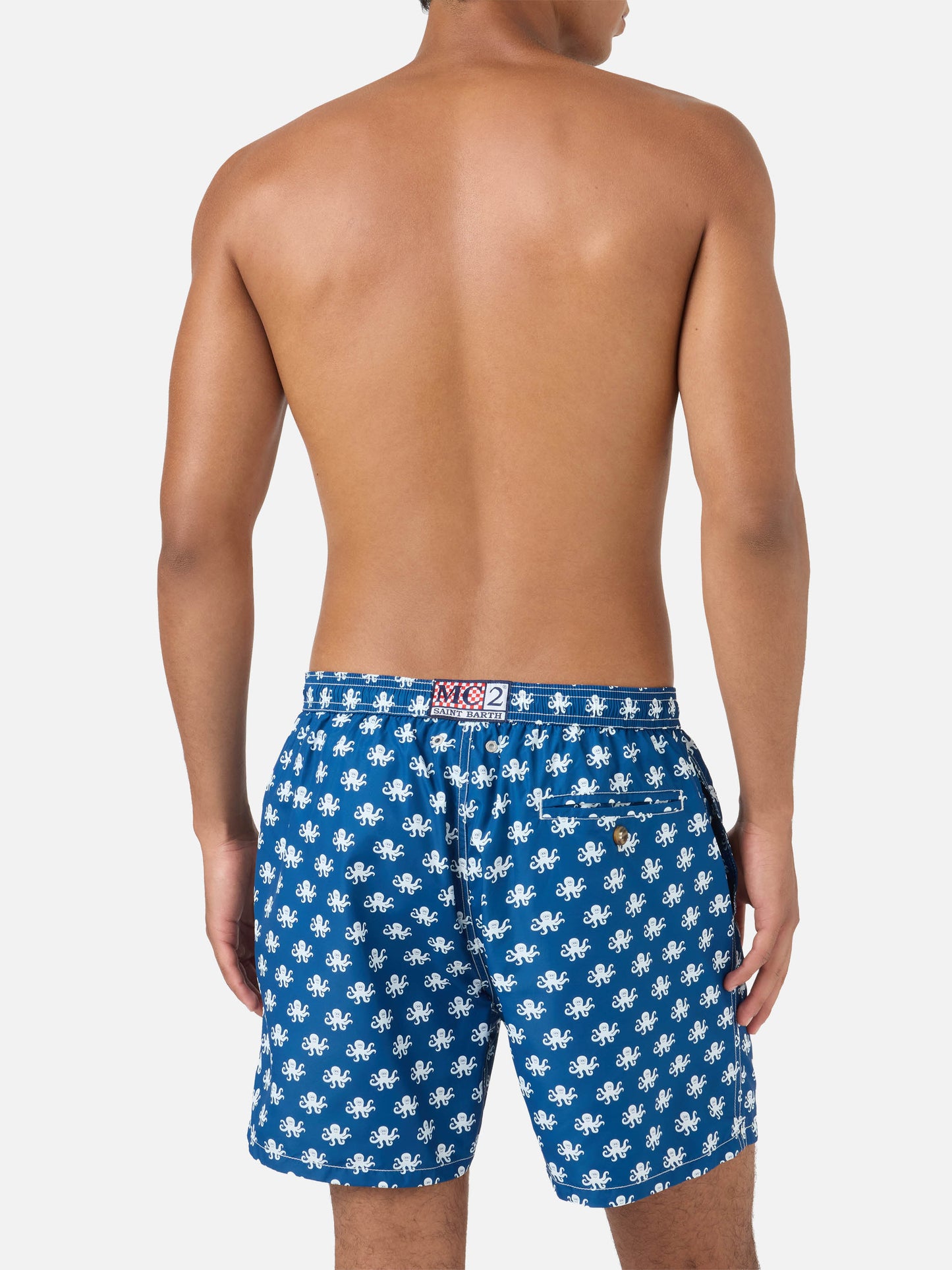 Blaue Lighting Micro-Badeshorts mit Oktopus-Print 