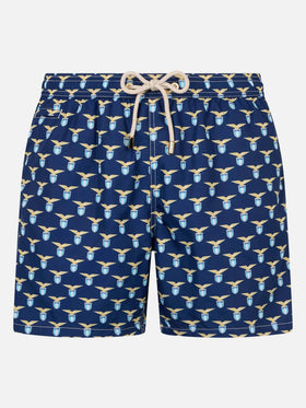 Badeshorts aus leichtem Stoff für Herren mit aufgedrucktem Lazio-Logo | SS LAZIO SPECIAL EDITION