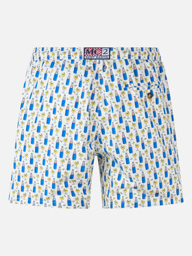Man lightweight fabric swim shorts with Blanc 1664 print | BLANC 1664 SPECIAL EDITION - MC2 Saint Barth