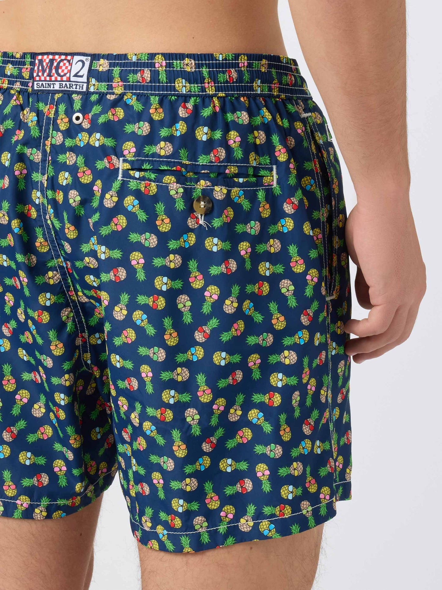 Lightweight fabric swim shorts Lighting with pineapple print