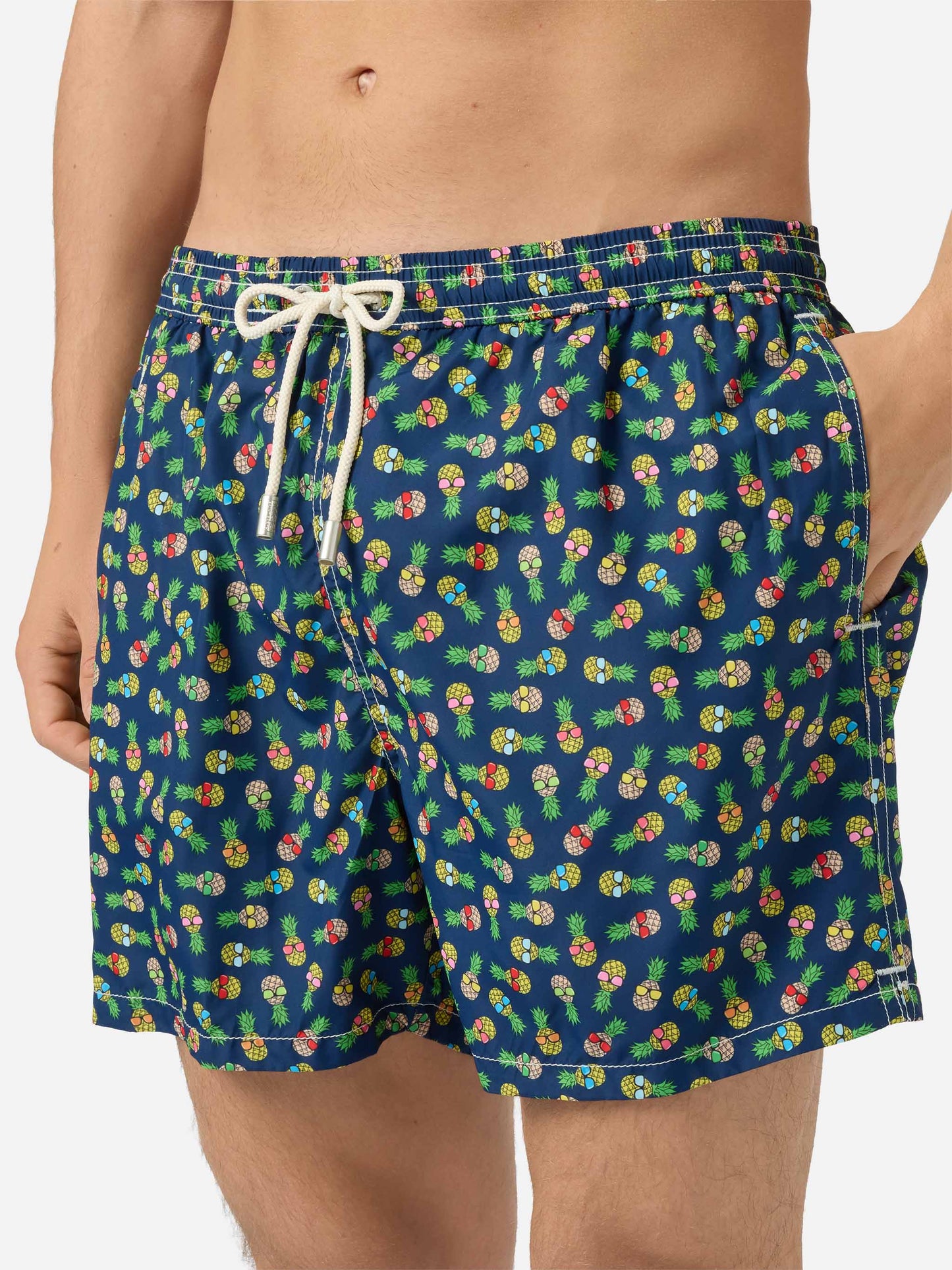 Lightweight fabric swim shorts Lighting with pineapple print