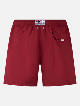 Man lightweight fabric burgundy swim shorts Lighting Pantone | PANTONE® SPECIAL EDITION - MC2 Saint Barth