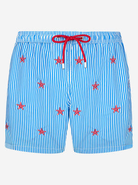 Herren-Badeshorts aus leichtem Stoff Lighting mit aufgestickten Seesternen