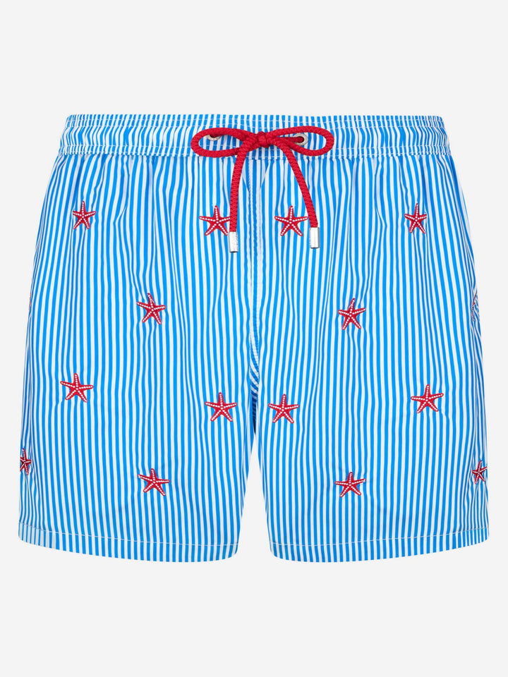 Lighting embroidered striped starfish swim shorts
