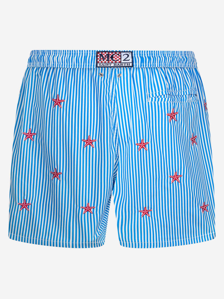 Lighting embroidered striped starfish swim shorts