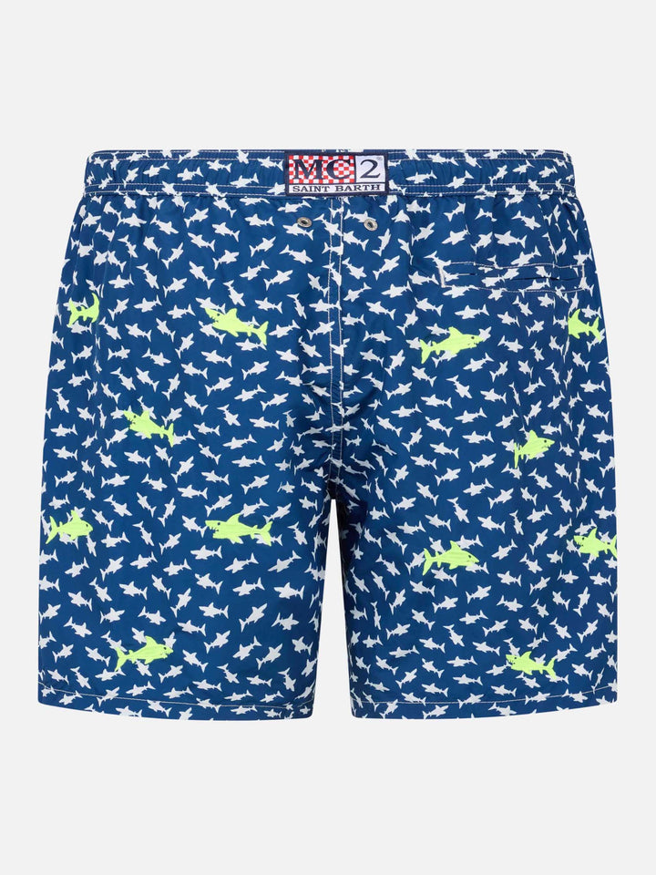 Lighting embroidered sharks swim shorts