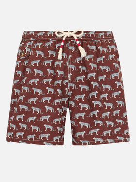 Man lightweight fabric swim-shorts Lighting 70 with micro cheeta print - MC2 Saint Barth