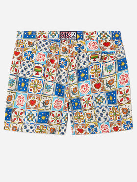 Short de bain Lighting 70 à imprimé majolique multicolore 