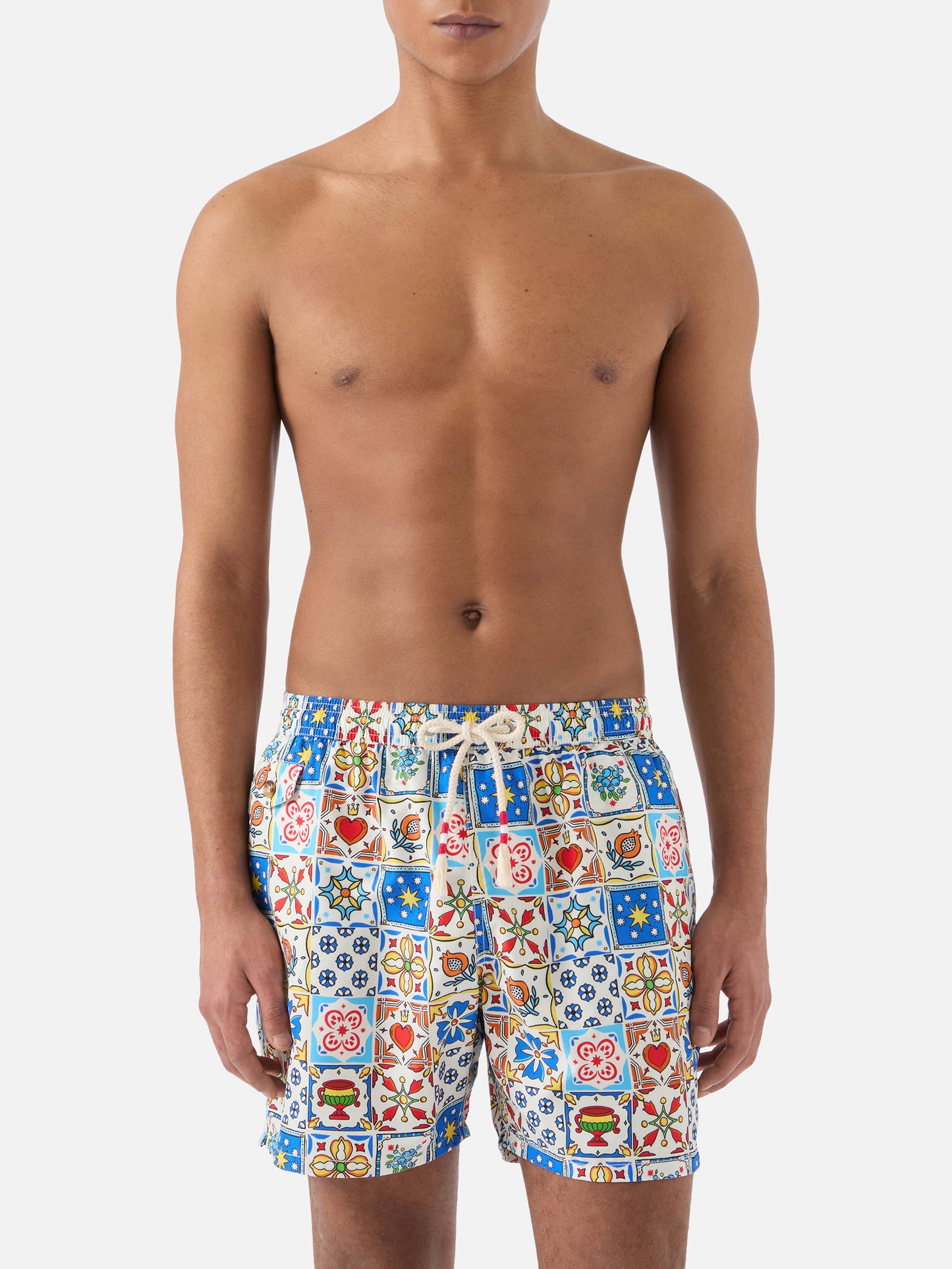 Short de bain Lighting 70 à imprimé majolique multicolore 