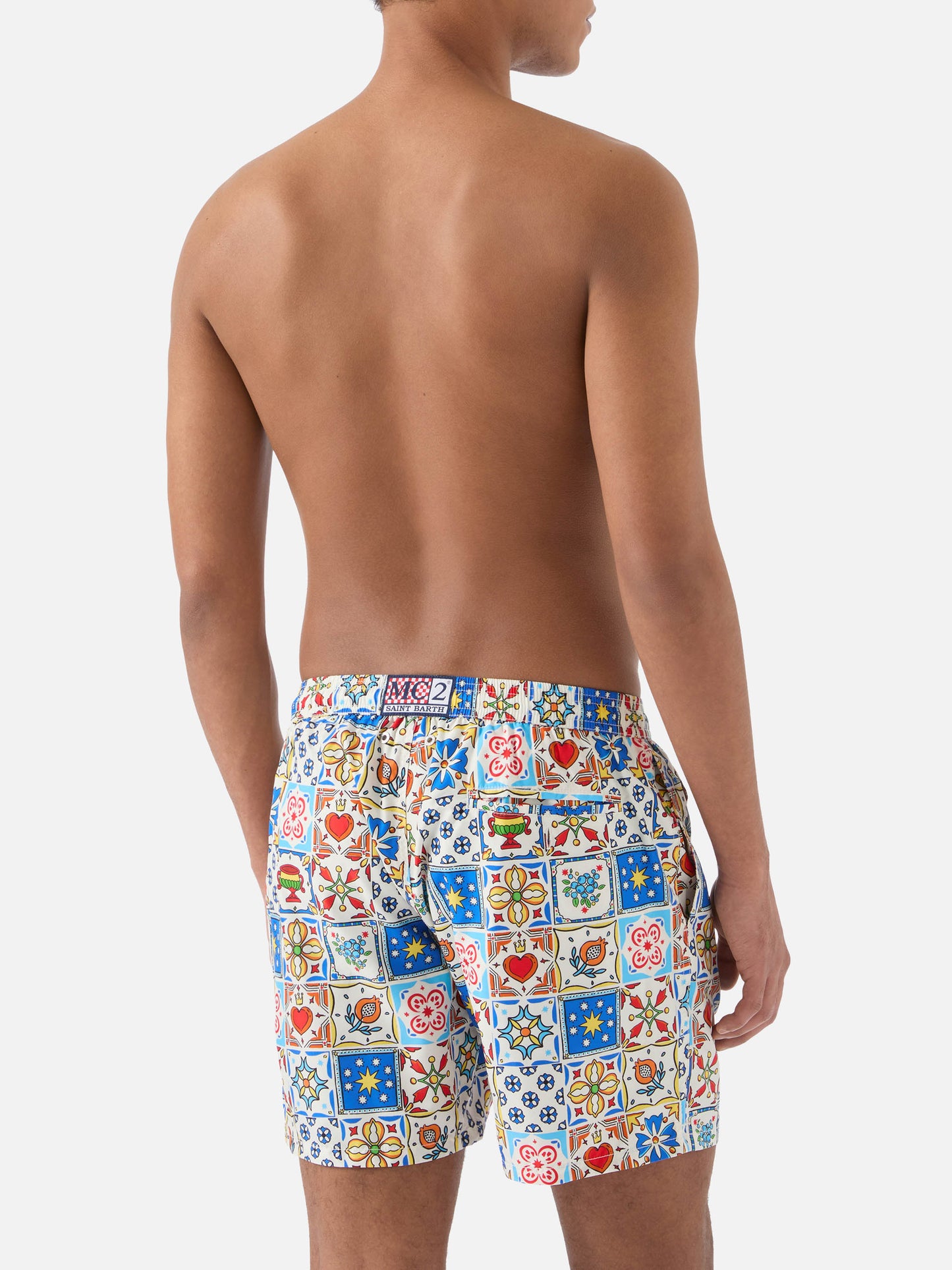 Short de bain Lighting 70 à imprimé majolique multicolore 