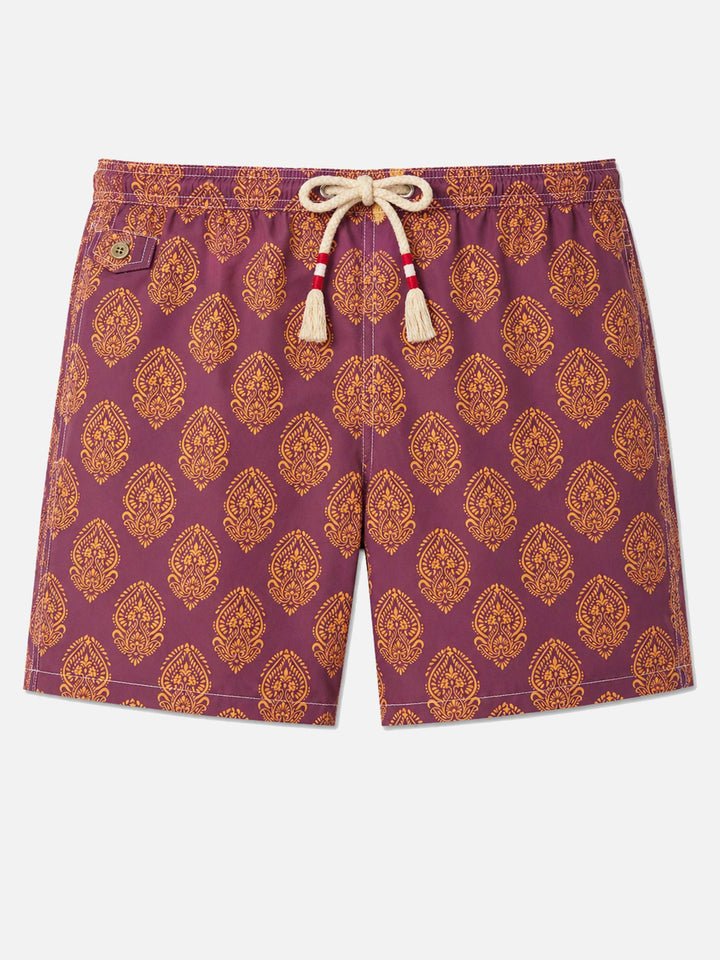 Lightweight fabric swim-shorts Lighting 70 with indian print