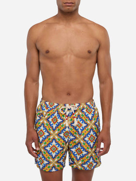 Lighting multicolor majolica swim shorts