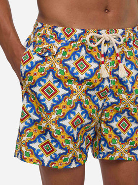 Lighting multicolor majolica swim shorts
