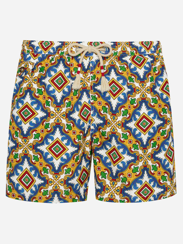 Lighting multicolor majolica swim shorts