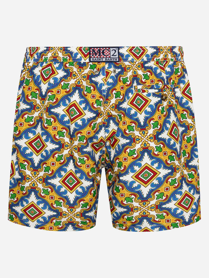 Lighting multicolor majolica swim shorts