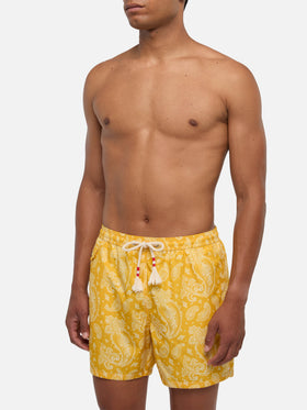 Lighting ochre paisley swim shorts