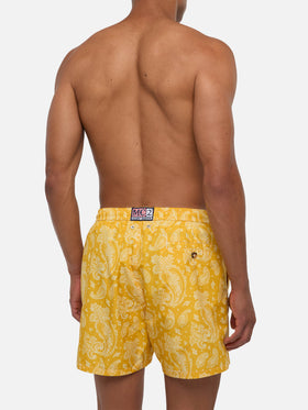 Lighting ochre paisley swim shorts