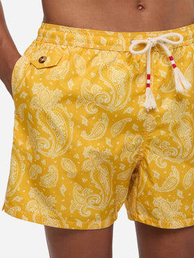 Lighting ochre paisley swim shorts
