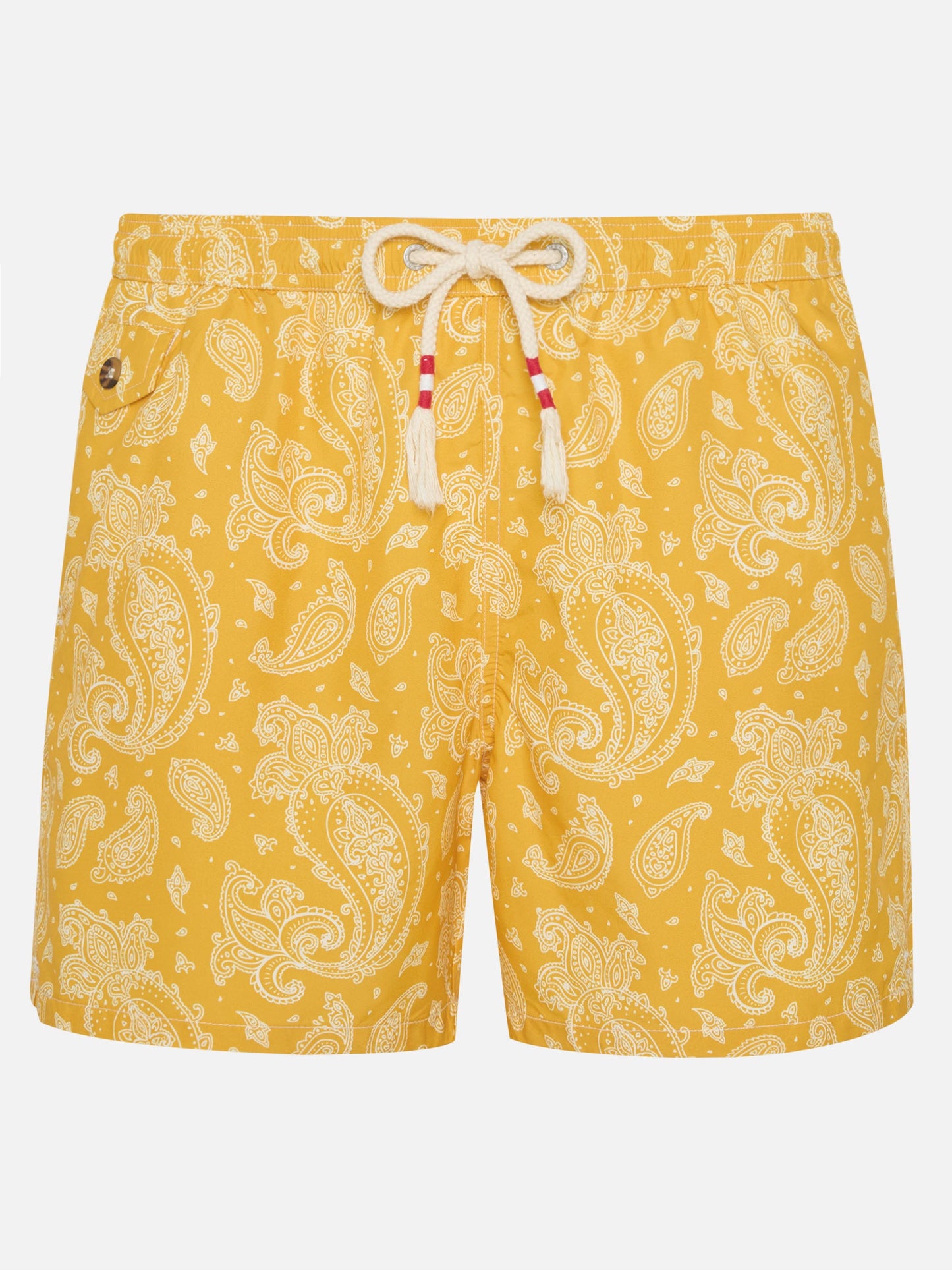 Lighting ochre paisley swim shorts