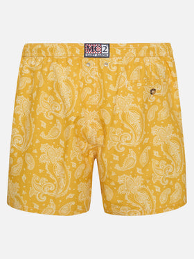 Lighting ochre paisley swim shorts
