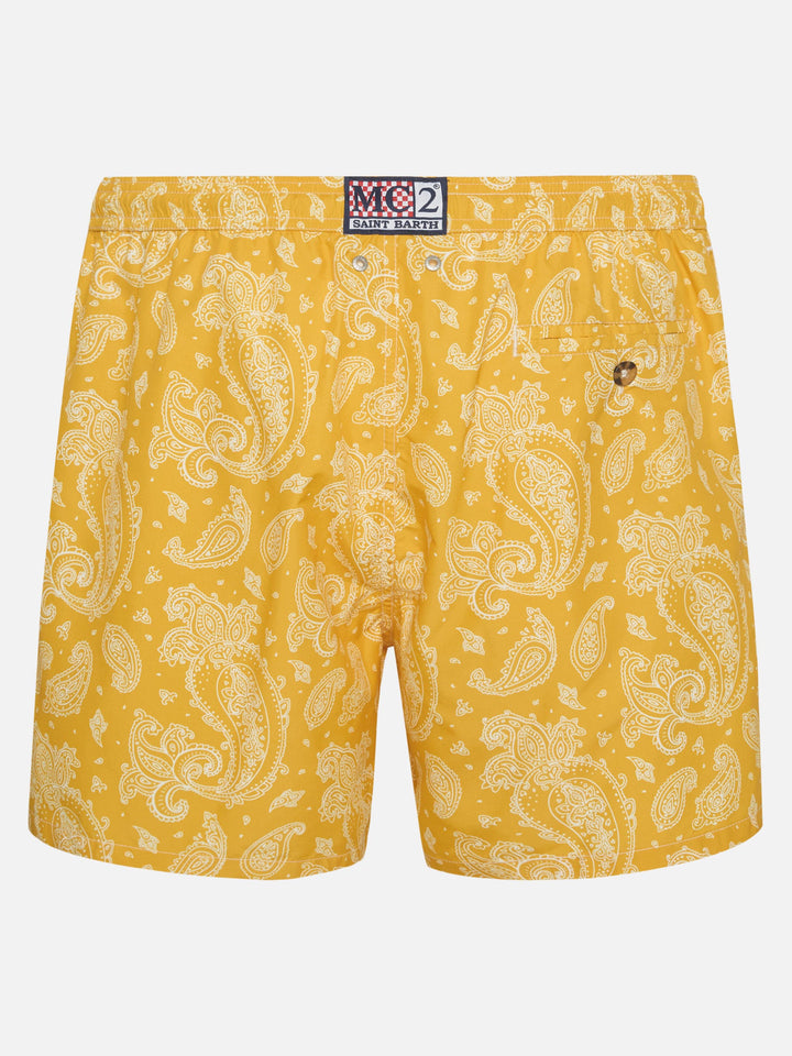 Lighting ochre paisley swim shorts